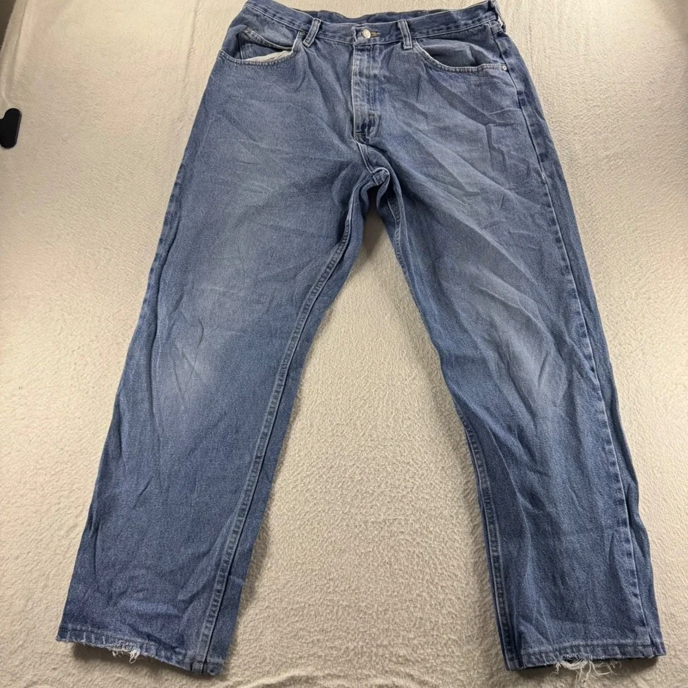 Wrangler Jeans Mens 36x32 Blue  Relaxed Fit Straight Leg‎ Denim Workwear Rugged